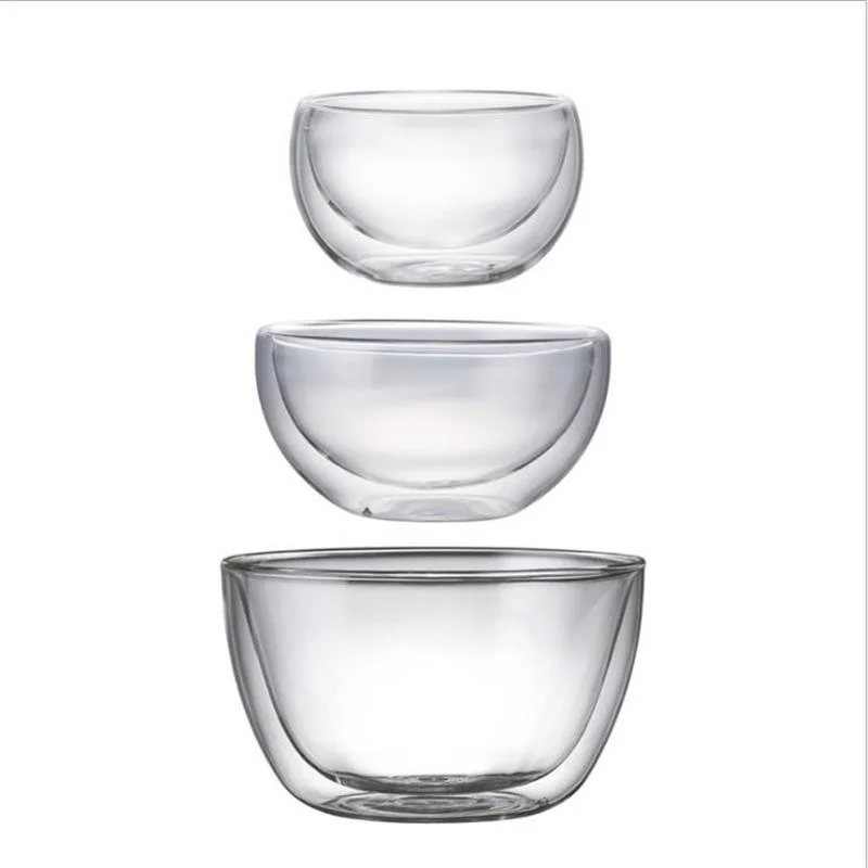 Premium Glass Appetizer Bowls for Dry Ice Molecular Gastronomy Reusable High Borosilicate Glass Double Wall Glass Salad Plate