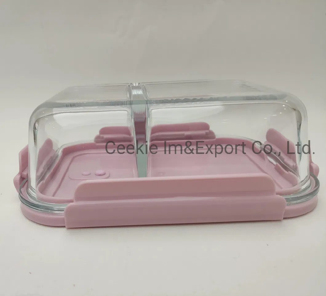 Food Container Microwaveable Oven Safe Borosilicate Glass Lunch Box Travel Glassware with Partition