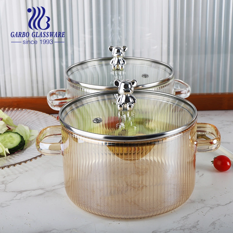 Luxury Hot Using Glass Pot High Borosilicate Glass Casserole with Lid