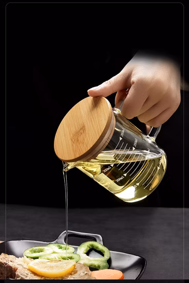 Hitzebeständiger Pyrex-Bambusdeckel, Borosilikatglas-Messbecher für Muntifunction
