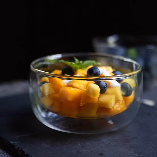 Glasschalen für Trockeneis, Molekulargastronomie, wiederverwendbarer, doppelwandiger Premium-Glasteller aus Borosilikatglas für Salat-Vorspeisen