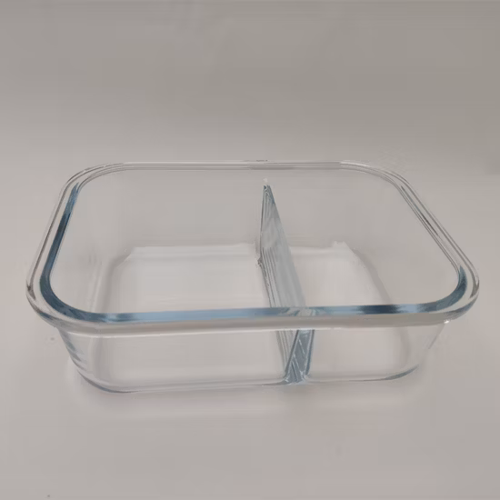 Mikrowellengeeignete, ofenfeste Borosilikatglas-Lunchbox, Reiseglaswaren mit Trennwand