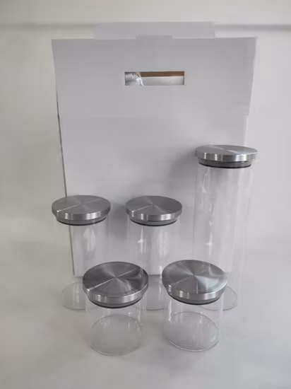 Hitzebeständige Vorratsgläser aus Borosilikatglas mit Edelstahldeckel für die Organisation in der Küche