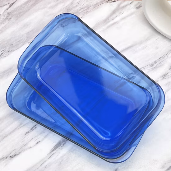 Kobaltblaues Backgeschirr aus Borosilikatglas, hitzebeständiges Backblech, Glasplatten, Glaspfannen