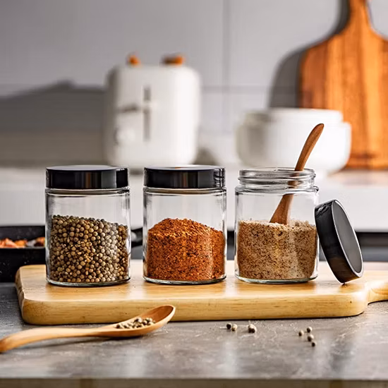 Versandfertiger 16oz 6oz High Borosilicate Beans Nuts Sauce Spices Rice Jar Glass Food Container